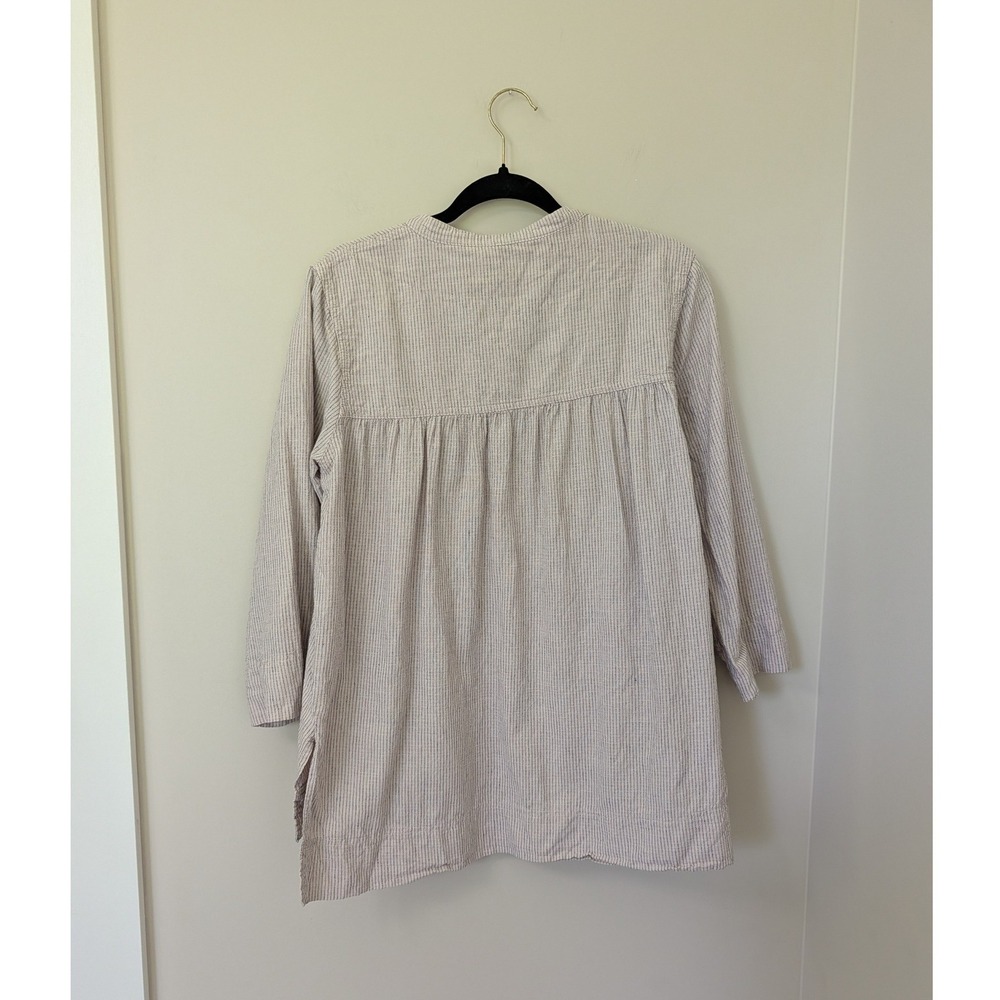 Poetry Hemp Organic Cotton Pinstripe Tunic Top Gray‎ White US 6 UK 10 UL07 - Picture 3 of 12